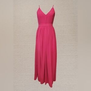 Miss Avenue Maxi Dress Bright Pink Sundress Backless Spaghetti Strap M (C7)